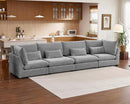 Oversized Modular Sofa, Extra Deep Cloud Chenille Sectional Couch with Ottoman Chaise, Fluffy Chenille 4 Seater Sofa for Living Room, Villa (Basic 4 Seater, Chenille Grey) by CozyNest Decor