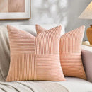 Fancy Homi 2 Packs Peach Decorative Throw Pillow Covers 20x20 Inch for Living Room Couch Bed Sofa, Rustic Farmhouse Boho Home Decor, Soft Corss Corduroy Patchwork Accent Square Cushion Case 50x50 cm by CozyNest Decor