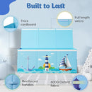 Extra Large Collapsible Sturdy Toy Storage Organizer with Lids, Ocean Theme Toy Box for Boys & Girls, 40"x16"x16", Modern, Blue by TinyTreasures Baby Boutique
