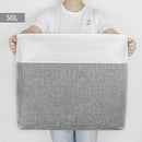 Large Fabric Storage Baskets | 50L Storage Bins, Decorative Linen Closet Baskets with Handles for Organizing, Shelf, Toys, Clothes, Home, Office, Nursery, 17x12x15Inches (Grey&White) by TinyTreasures Baby Boutique