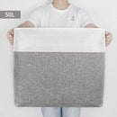 Large Fabric Storage Baskets | 50L Storage Bins, Decorative Linen Closet Baskets with Handles for Organizing, Shelf, Toys, Clothes, Home, Office, Nursery, 17x12x15Inches (Grey&White) by CozyNest Decor