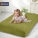 COMAX Kids Bean Bag Chair Turn into Beanbag Bed, Toddler Bean Chair Corduroy for Girl Boy Sleeping, Lazy Children Bean Bags with Filler, Convertible Child Floor Mattress, Light Green by TinyTreasures Baby Boutique