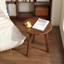 100% Solid Oak Round Side Table, Small Bedside Table for Small Spaces, Living Room End Table with Stable Frame, Modern Nightstand for Bedroom Couch, (Walnut, 17.71" D x 19.68" H) by CozyNest Decor
