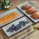 famiware Serving Platter, Rectangular 15.67/14.1/12.6inch Serving Dishes for Entertaining, Reactive Glaze, Stoneware Serving Trays for Party, Food, Turkey, Snack, Cheese, Ocean Series, Grey by CozyNest Decor