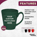 DISCOUNT PROMOS Custom Glossy Ceramic Latte Coffee Mug 12 oz. Set of 100, Personalized Bulk Pack - Perfect for Tea, Espresso, Cappuccino, Hot Cocoa - Green by CozyNest Decor