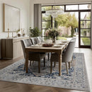 9x12 Area Rug Living Room Rugs, Stain Resistant Washable Rug, Vintage Large Non-Slip Backing, Low Pile Lightweight Print Rug for Bedroom Dinning Room Home Office (Taupe/Blue) by TinyTreasures Baby Boutique