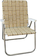Lawn Chair USA Folding Aluminum Outdoor Patio Lawn Chair | Heavy-Duty Webbed Chairs for Camping, Sports, Beach, Yard & Tailgating | Lightweight Portable | Magnum - Tan Stripe by GreenHaven Gardens