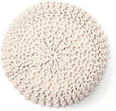 REDEARTH Round Pouf Ottoman - Cable Knitted Boho Poof - Home Décor Cord Pouffe Handmade Circular Footrest for Living Room - Bedroom - Kids Bedroom - 100% Cotton Pouf (19.5"x19.5"x14") - Natural by CozyNest Decor