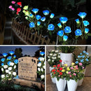 Solar Garden Lights, Solar Outdoor Lights with More Realistic 10 Rose Waterproof Solar Powered Flowers Lights for Outside Patio Yard Pathway Decorations, 2 Pack, Blue by GreenHaven Gardens