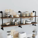 Industrial Pipe Wall Shelves Pipe Shelving with Real Wood Plank,70 Inches Floating Shelves for Wall Farmhouse Pipe Book Shelves Dark Brown 2 Tier for Kitchen,Living Room Decor and Bar Shelving by CozyNest Decor