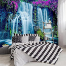 FENDROM Waterfall Tapestry Purple Forest Wild Flowers Floral Mountain Jungle Plants Nature Landscape Wall Hanging Bedroom Living Room Hanging Decorative Blanket by CozyNest Decor