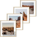 HAUS AND HUES Solid Oak Wood 20”x20” Picture Frames Matted to 16”x16” Set of 4 - Square Frames 20x20, Natural Picture Frames 20x20, Square Frame Wood, 20x20 Frames for Wall Art (Beige Oak Frames) by CozyNest Decor