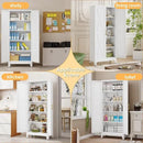 71" H Metal Kitchen Pantry Storage Cabinet, Freestanding Cupboard with 2 Doors and 4 Adjustable Shelves, Standing Storage for Kitchen, Bathroom, Garage, Dinning Room or Utility Room（White） by CozyNest Decor