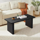 Rectangular Fluted Coffee Table, Farmhouse Wood Coffee Table Mid Century Modern Center Table Boho Living Room Tables for Living Room Office (Black, 19.69" D x 43.3" W x 17.72" H) by CozyNest Decor