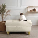 Ottoman Rectangular Storage Ottoman Bench, Faux Leather Footrest, Coffee Table, Stool Footstool with Hinged Lid for Living Room, Bedroom, Entryway, White, 35"x23.5"x17.5" by CozyNest Decor