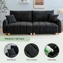 Convertible Sofa Bed, 90" Full Size Sleeper Sofa with Storage, Tufted Chenille 3 Seat Sofa Couches for Living Room, Small Spaces, Guest Room, Apartment, Black by CozyNest Decor