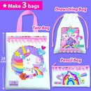 KRAFUN Decorate-a-Bag Craft Kit for Kids 5+ Years, Unicorn & Fairy Theme with Stickers & Gems, 3 DIY Customizable Bags, Step-by-Step Instructions, Creative Activity Set Girls & Boys, Educational Toy by TinyTreasures Baby Boutique