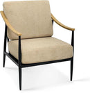 Modern Accent Chair for Living Room Bedroom Mid Century Arm Chair Upholstered Office Accent Chair Comfy Waiting Room Chair with Metal Frame, Khaki by CozyNest Decor