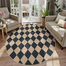 Lahome Checkered Round Rugs 6ft, Washable Easy Jute Circle Patio Rug Indoor Outdoor Rugs for Living Room, Farmhouse Natural Round Area Rug Contemporary Carpet for Entryway Backyard by CozyNest Decor