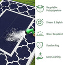GENIMO 4' x 6' Outdoor Rug Waterproof for Patio Decor, Foldable Reversible Plastic Straw Area Rugs Mat for Camper, Outside Carpet for Rv, Deck, Porch, Picnic, Beach, Balcony, Blue & White by GreenHaven Gardens