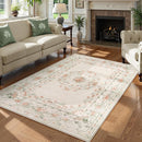 Wonnitar Floral Bow Washable Area Rug 5x7, Ultra-Thin Beige Rugs for Bedroom, Boho Non Shedding Neutral Soft Carpet for Nursey Kids Room Dorm Living Room, Beige by TinyTreasures Baby Boutique