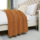 Chunky Cable Knit Throw Blanket Lightweight Burnt Orange 100% Organic Cotton Blanket for Sofa Couch Bed Baby Nursery, Rustic Shabby Chic Modern Farmhouse, 60” x 80” Give Laundering Bag by CozyNest Decor