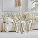 Longhui bedding Chunky Cotton Knit Throw Blanket for Couch, Sofa, Bed, or Chair, Decorative Breathable Fall Cable Knit Blanket 60 x 80 Inches, Large Medium Weight Beige by CozyNest Decor