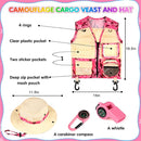 INNOCHEER Kids Explorer Kit & Bug Catcher Kit & Safari Costume Kit, Outdoor Exploration Set with Hat, Vest, Butterfly Net and Bugs Book for Boys Girls 3-12 Years Old (Camouflage Pink) by TinyTreasures Baby Boutique