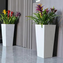 GreenShip 27" Tall Planters, Set of 2 – Black Outdoor Planter for Front Porch & Tall Plants, Weather-Resistant, with Drainage Hole & Rubber Plug (No Plants Included) (White-2pcs) by CozyNest Decor