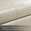HUIMO Square Storage Ottoman, Tufted Leather Ottoman for Living Room (Khaki) by CozyNest Decor