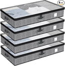 Fixwal 4 Pack Underbed Storage Containers, Below 4.5 Inches Low Profile Under Bed Organizer Clothes Storage Bins with Sturdy Sidewalls and Bottom by CozyNest Decor