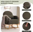 Rocking Chair with Ottoman, Upholstered Nursery Glider Rocker with High Backrest and Side Pocket, Teddy Rocking Accent Armchair with Solid Wood Legs for Nursery, Living Room, Bedroom Green by TinyTreasures Baby Boutique
