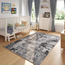 4x6 Rug Washable Boho Soft Area Rug Abstract Pattern Non-Slip Faux Wool Vintage Rug for Living Room, Bedroom Rug, Farmhouse, Dining Room, Kids Playroom, Grey and Black by TinyTreasures Baby Boutique