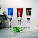 Crystal Italian Multicolor Design Flutes - 4 Set - 5oz 9" H