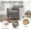 Mid Century Modern Accent Chairs, Chenille Grey Upholstered Armchair,Living Room Chairs with Wooden Legs, Side Single Sofa Chair for Bedroom, Office Cafe Waiting Room Apartment by CozyNest Decor