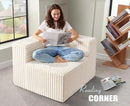 Modular Sectional Sofa 3-Seater Modular Couch with Deep Seat Memory Foam Cloud Chair with Pillows Oversized Sectional Sofa for Living Room Bedroom (Strip White, 3-Seater) by CozyNest Decor