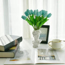Mandy's Artificial Tulips 20 Stems Robin Egg Blue PU Faux Flowers for Wedding Home Decor 13.5 Inch by CozyNest Decor