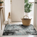 Washable Area Rugs 3'x5' Non-Slip Modern Abstract Soft for Living Room Entryway Bedroom Nursery, Print Pattern, Blue Black Teal by TinyTreasures Baby Boutique