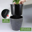 Dexceder 18x17 Self Watering Planter with Wheels Indoor Outdoor, Inner Pot Design, Thickened Large Floor Standing Flower Plant Pot with Water Level Indicator (Stone Matte) by CozyNest Decor