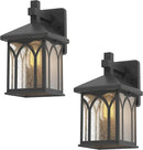 Inlight 11 4/5" High Black Finish and Seeded Glass Outdoor Wall Lantern (Set of 2), Bulb Not Included, IN-0603-1-BK by GreenHaven Gardens