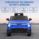 Qaba 12V Kids Ride on Truck, Chevrolet Silverado EV RST Licensed Electric Car with Parent Remote Control, Back Storage, Spring Suspension, Soft Start, Auxiliary Wheels, LED Lights, Music, MP3, Blue by TinyTreasures Baby Boutique