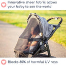 Stroller Sun Shade - Universal UV Protection Cover for Strollers Sunshade with See Through, Clip-On Sun Blocker, Sun Shield for Baby, Breathable Adjustable Fit, Full Coverage, Large by TinyTreasures Baby Boutique