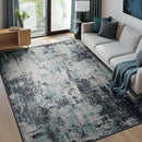 Washable Area Rugs 9'x12' Non-Slip Modern Abstract Soft for Living Room Entryway Bedroom Nursery, Print Pattern, Blue Black Teal by TinyTreasures Baby Boutique