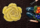 NAT & Jules Rose Flower Shaped Dimensional Indoor Outdoor 12 inch Cast Resin Decorative Garden Stepping Stone, Patio, Walkway Sculpture Yard Art, Yellow by CozyNest Decor