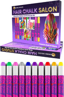 Desire Deluxe Hair Chalk for Girls Makeup Kit of 10 Temporary Colour Pens Gifts, Great Toy for Kids Age 5 6 7 8 9 10 11 12 13 Years Old, "Blue,Green,Grey,Pink,Purple by TinyTreasures Baby Boutique