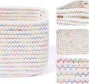 Small Storage Baskets for Organizing | Closet Organizer Bins | Shelf Toy Basket | Woven Rope Baskets | Cube Decorative Box | Shallow Basket | 13x8.5x5.1” | 4 Packs Rainbow by TinyTreasures Baby Boutique