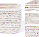 Small Storage Baskets for Organizing | Closet Organizer Bins | Shelf Toy Basket | Woven Rope Baskets | Cube Decorative Box | Shallow Basket | 13x8.5x5.1” | 3 Packs Rainbow by CozyNest Decor