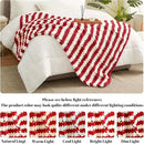 Amélie Home Chunky Knit Blanket Throw, Thick Soft Yarn Chunky Throw 50x60, Handmade Chenille Cable Knitted Crochet Throw Blanket, Warm Rope Knot Blanket for Couch Bed Sofa, Red White Stripe by CozyNest Decor