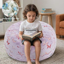 COMAX Kids Bean Bag Chair Turn into Beanbag Bed, Toddler Bean Chair for Girl Boy Sleeping, Lazy Children Bean Bags with Filler, Convertible Child Floor Mattress, Purple Butterfly by TinyTreasures Baby Boutique