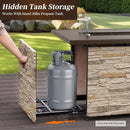 43¡± Propane Fire Pit Table Outdoor Rectangular Stone Firepit Table 50,000 Btu Propane Fire Tables for Outside Patio with Glass Wind Guard, Lid, Fire Glass Beads,Buff Rock Look by GreenHaven Gardens